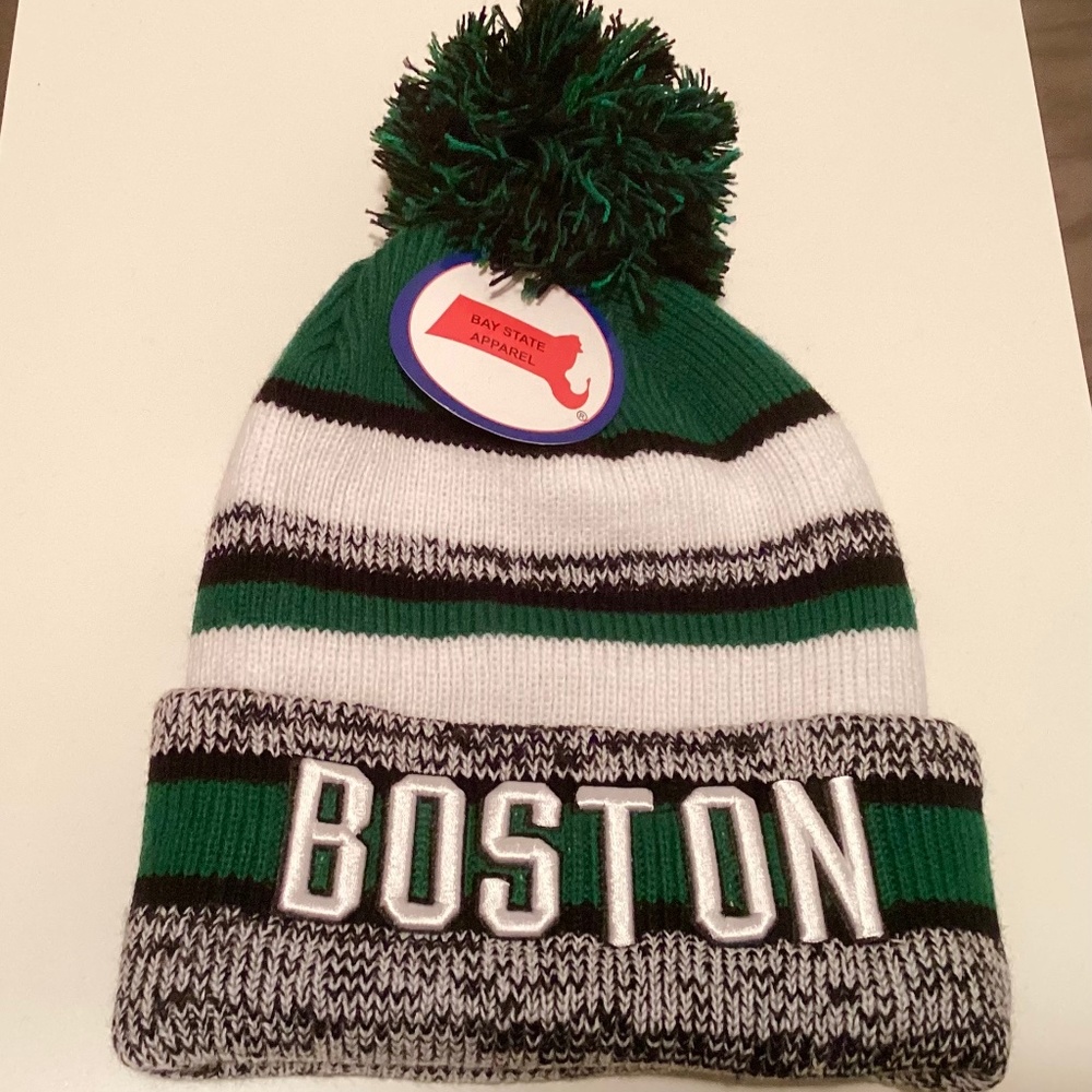 Boston Embroidered Pom-Pom Beanie Bay State Apparel